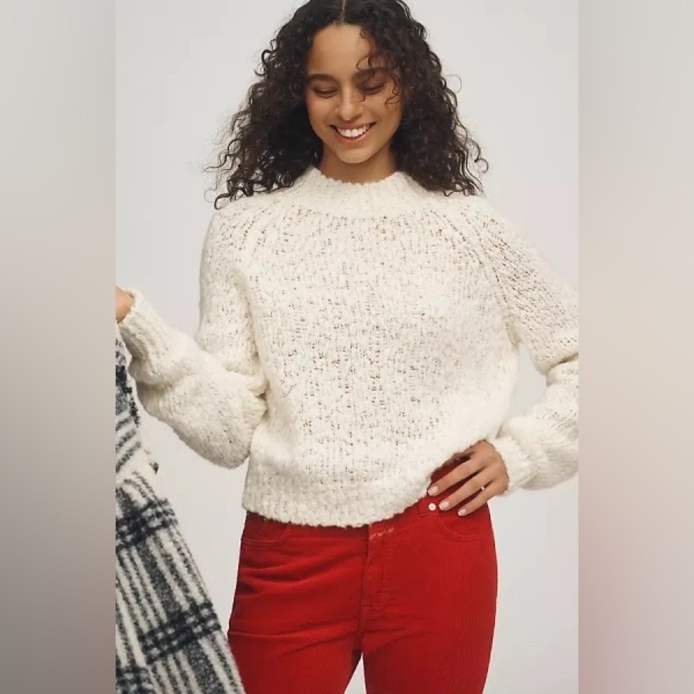 NWT Size XL - Anthropologie Textured Mock-Neck Sweater (Made in Italy)